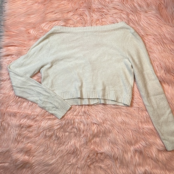 American Eagle White Long Sleeve V Neck Button Up Sweater Size Small - Picture 6 of 6